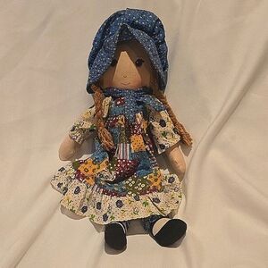 Vintage HOLLY HOBBY Rag Doll From 1970's with Blue Bonnet. Great Cond!
